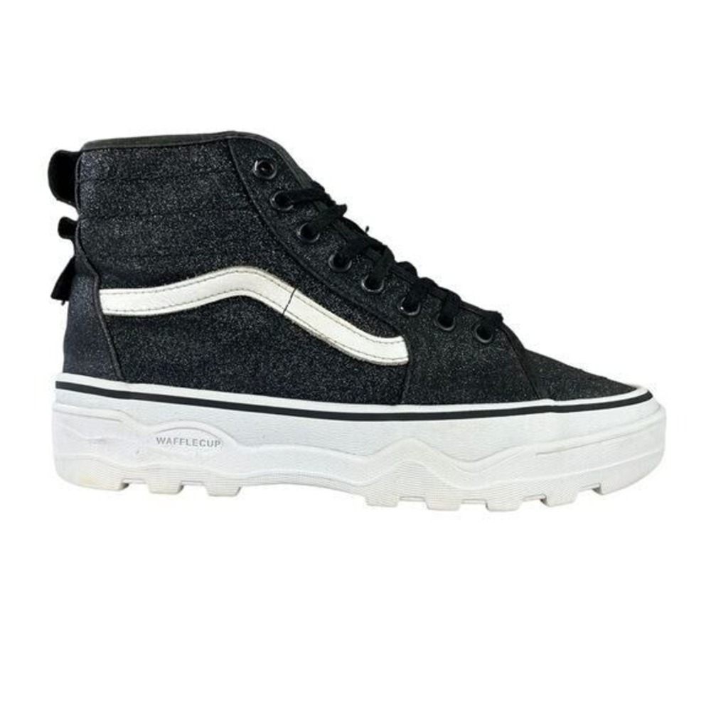 Vans Unixes W7.5 M6 SK8-Hi Platform Black Glittler‎ High Top Sneakers
